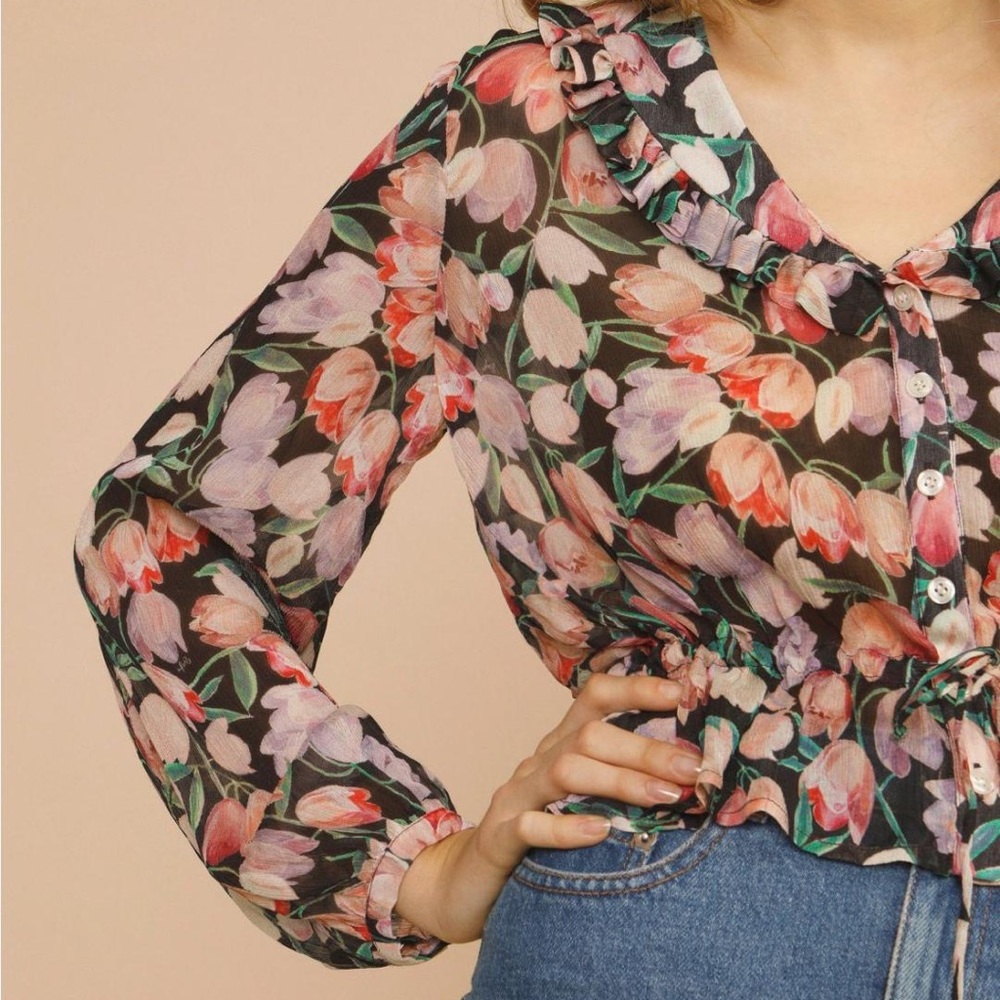 NWT Rouje Womens Zola Blouse Tulipano noir